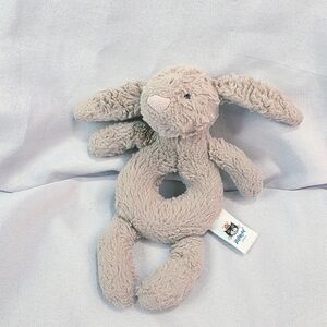 Jellycat Bashful Beige Bunny Grabber Plush Rattle Toy Bells 7.5 Inch